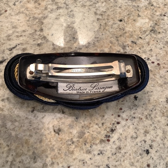 Vintage French Black and Gold/Tan Braided Hair Clip Beatrice Lissague - Picture 2 of 3